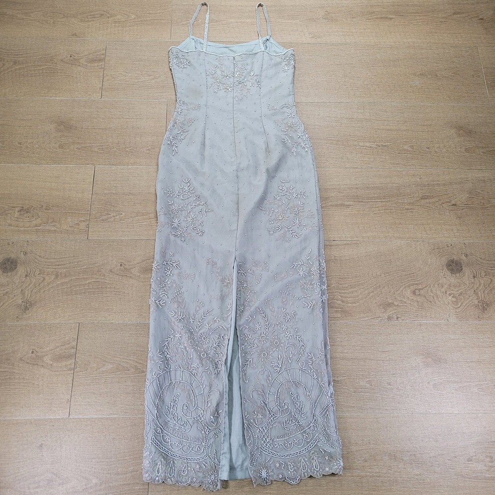 Elegant Beaded Ivory Slip Dress - Picture 9 of 15